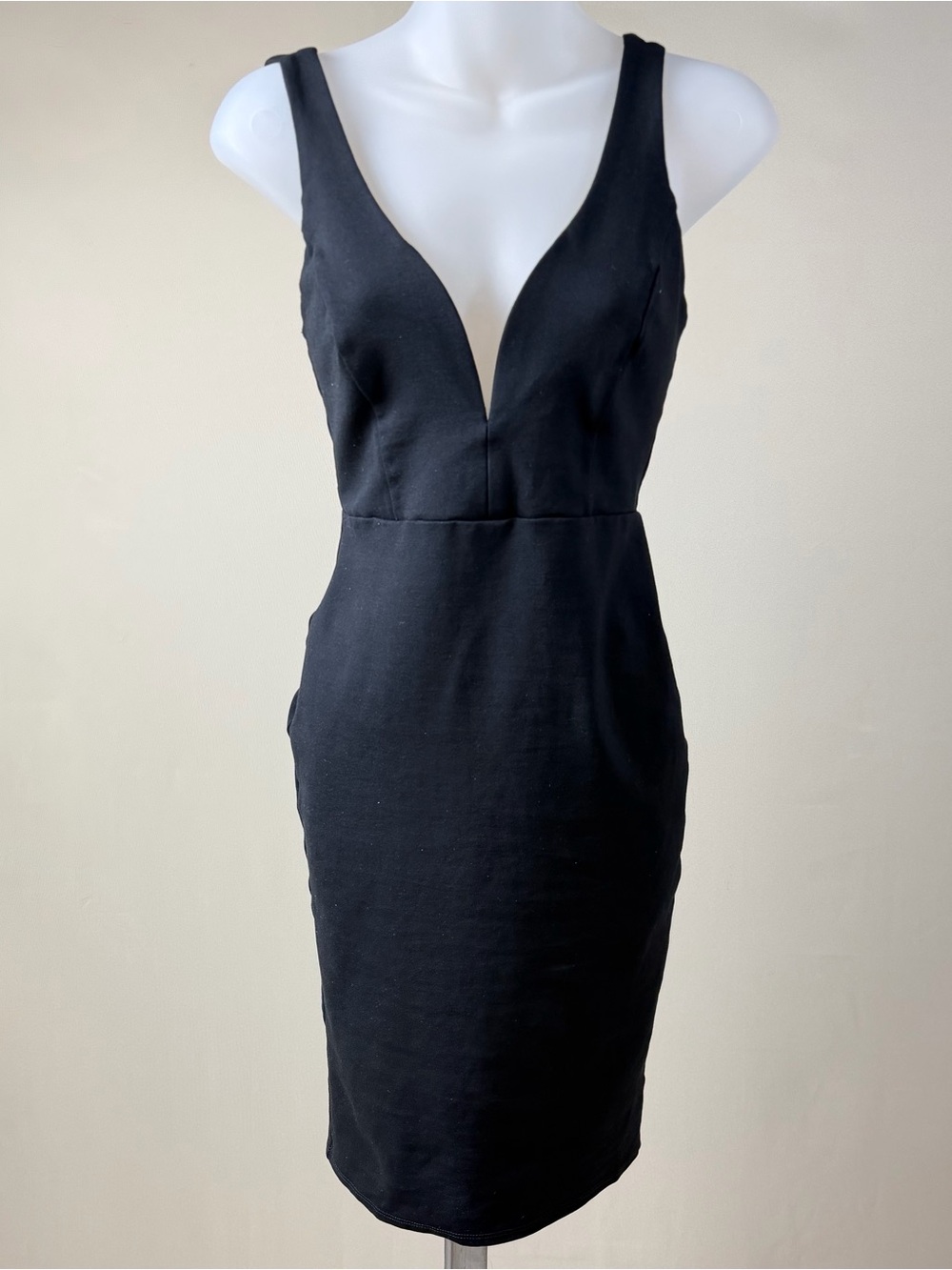Lulu's Black Deep V Sheath Mini Dress